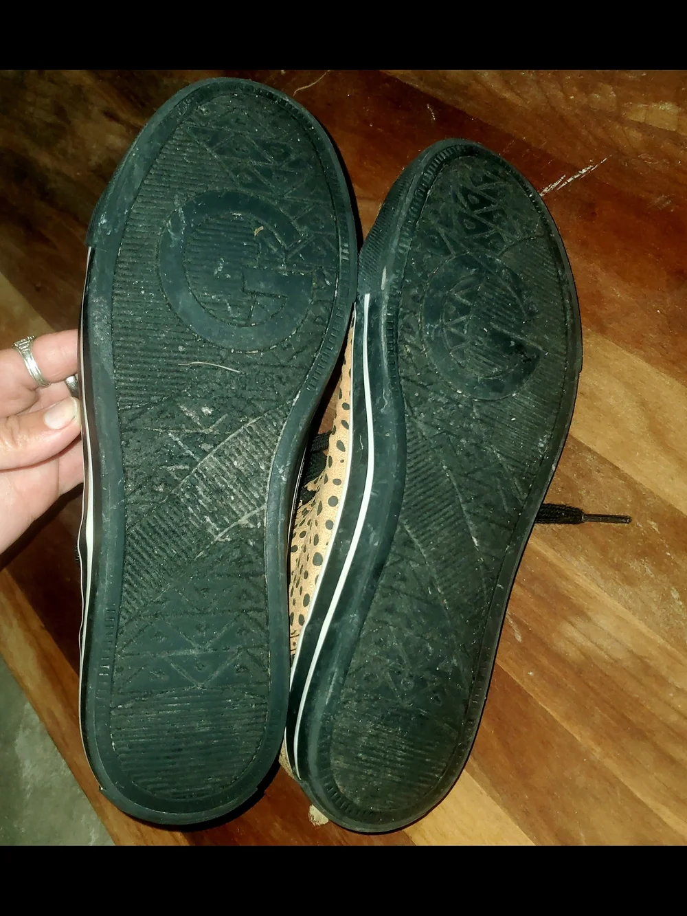 Women's Tan and Black High-Top Sneakers
